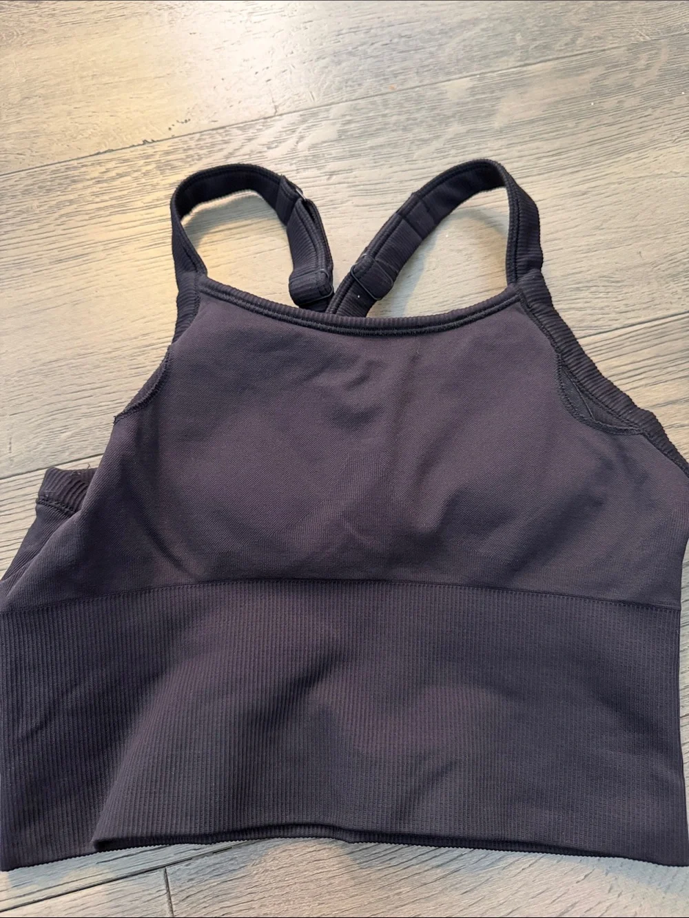 ALO Yoga Black Ribbed Crossback Crop Top XS